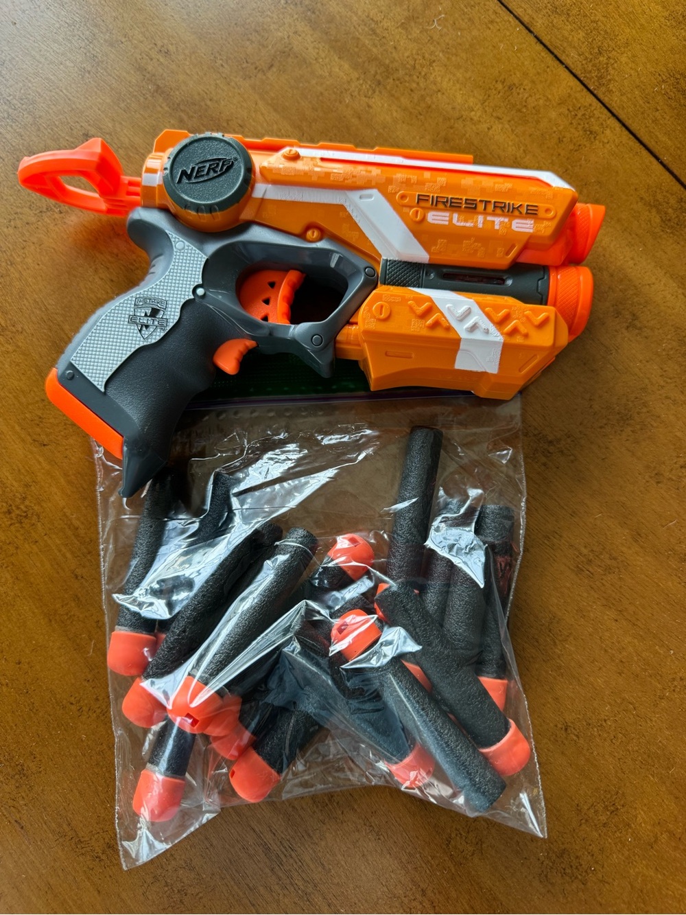 Nerf Elite Firestrike Orange and Black Dart Blaster with Extra Foam Darts